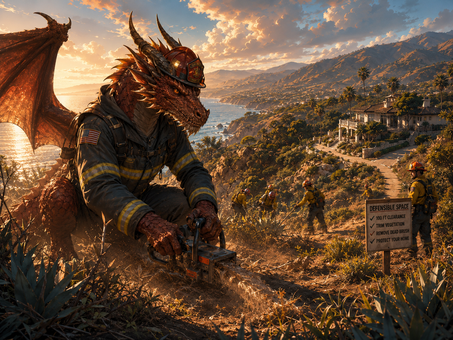 Fire Marshal Dragon brush clearance scene