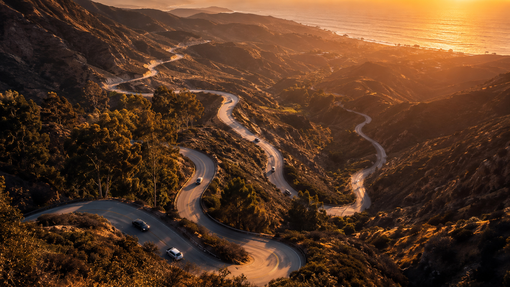Malibu canyon roads and switchbacks