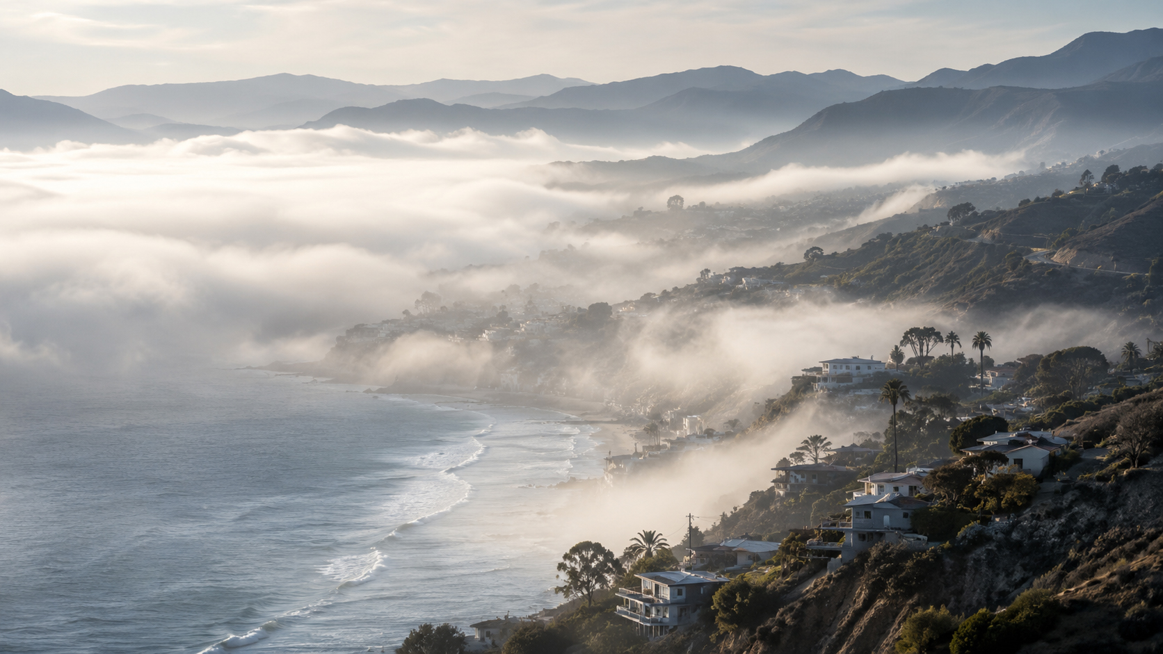 Marine layer over Malibu coast