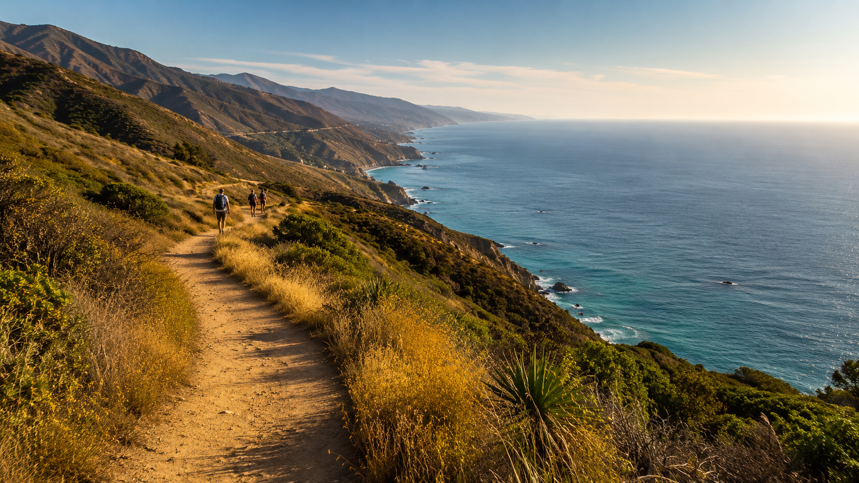 Malibu hiking trail with ocean view
