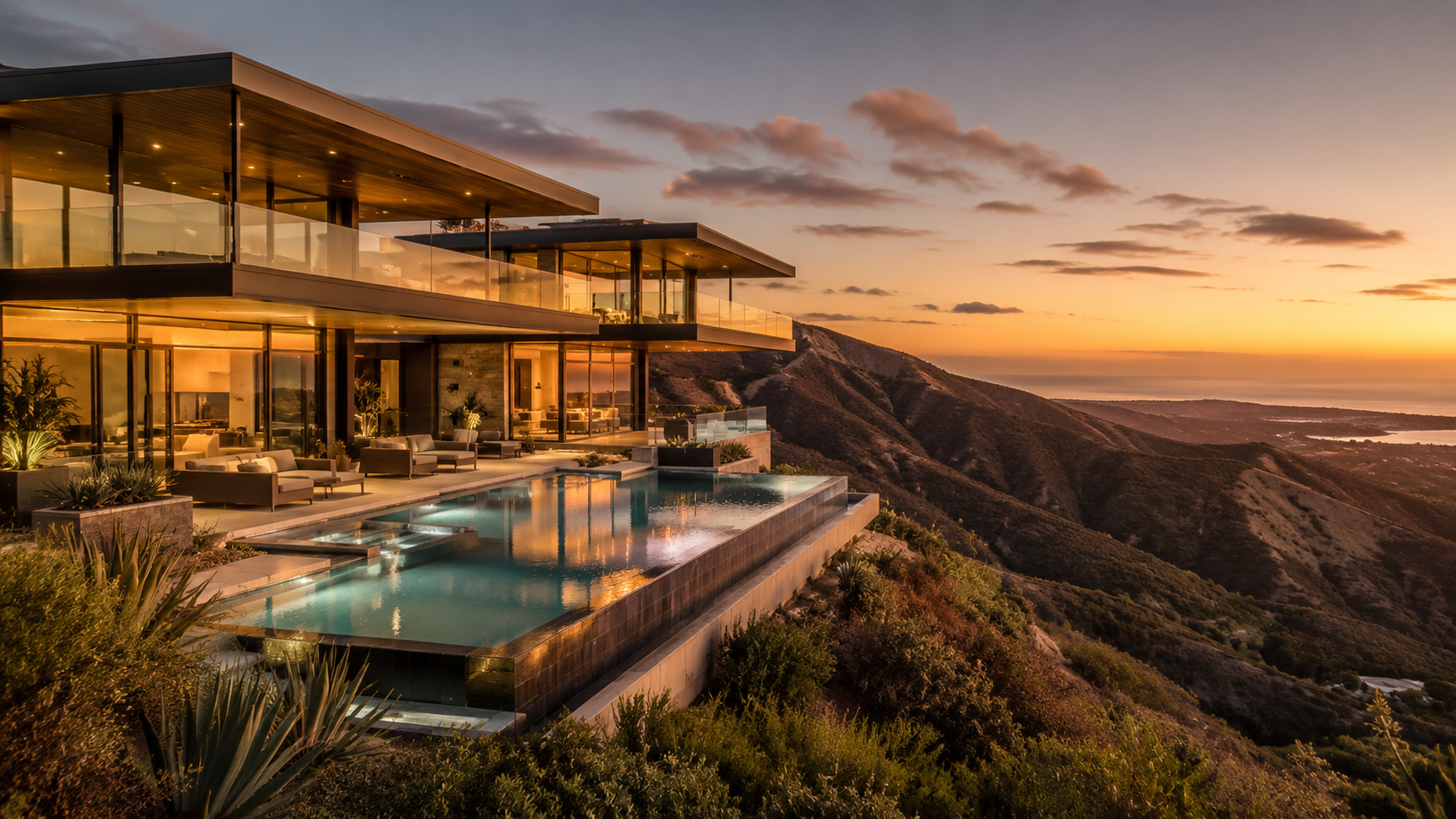 Glass house in a Malibu canyon