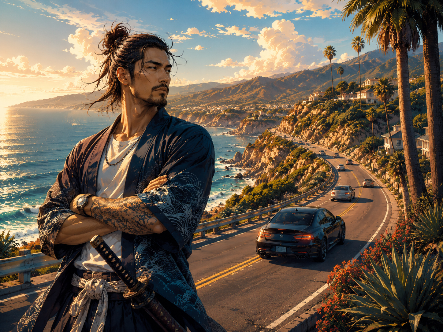 PCH Samurai guarding Malibu coastal traffic